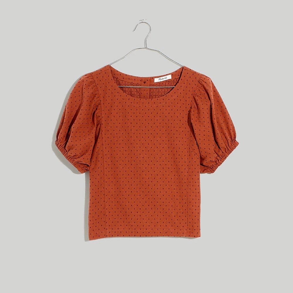 Madewell XS JACQUARD PUFF SLEEVE TOP